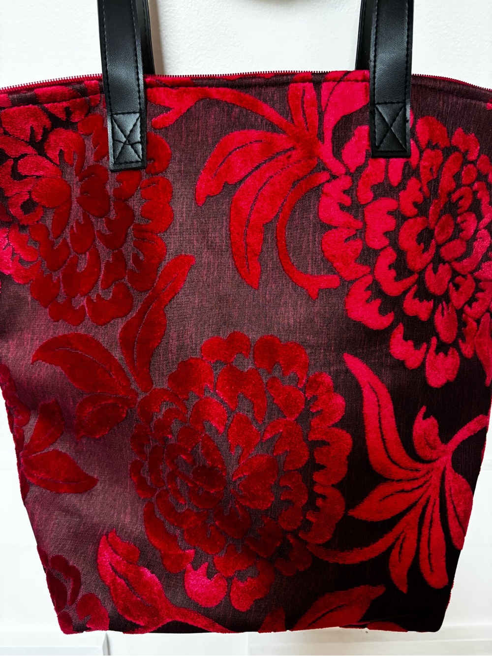 Carpet Tote Bag-Everyday Carry Bag-Shoulder Bag- Burnout Velvet 19th-century - Picture 8 of 11